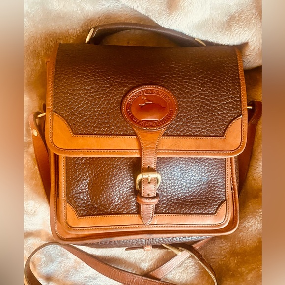 Vintage 1992 Dooney & Bourke Surrey Crossbody Bag Camel & Classic Tan Leather - Picture 16 of 16